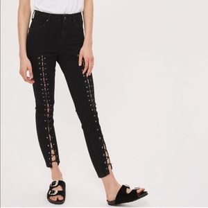 Topshop Jaime Lace Up Jeans Black